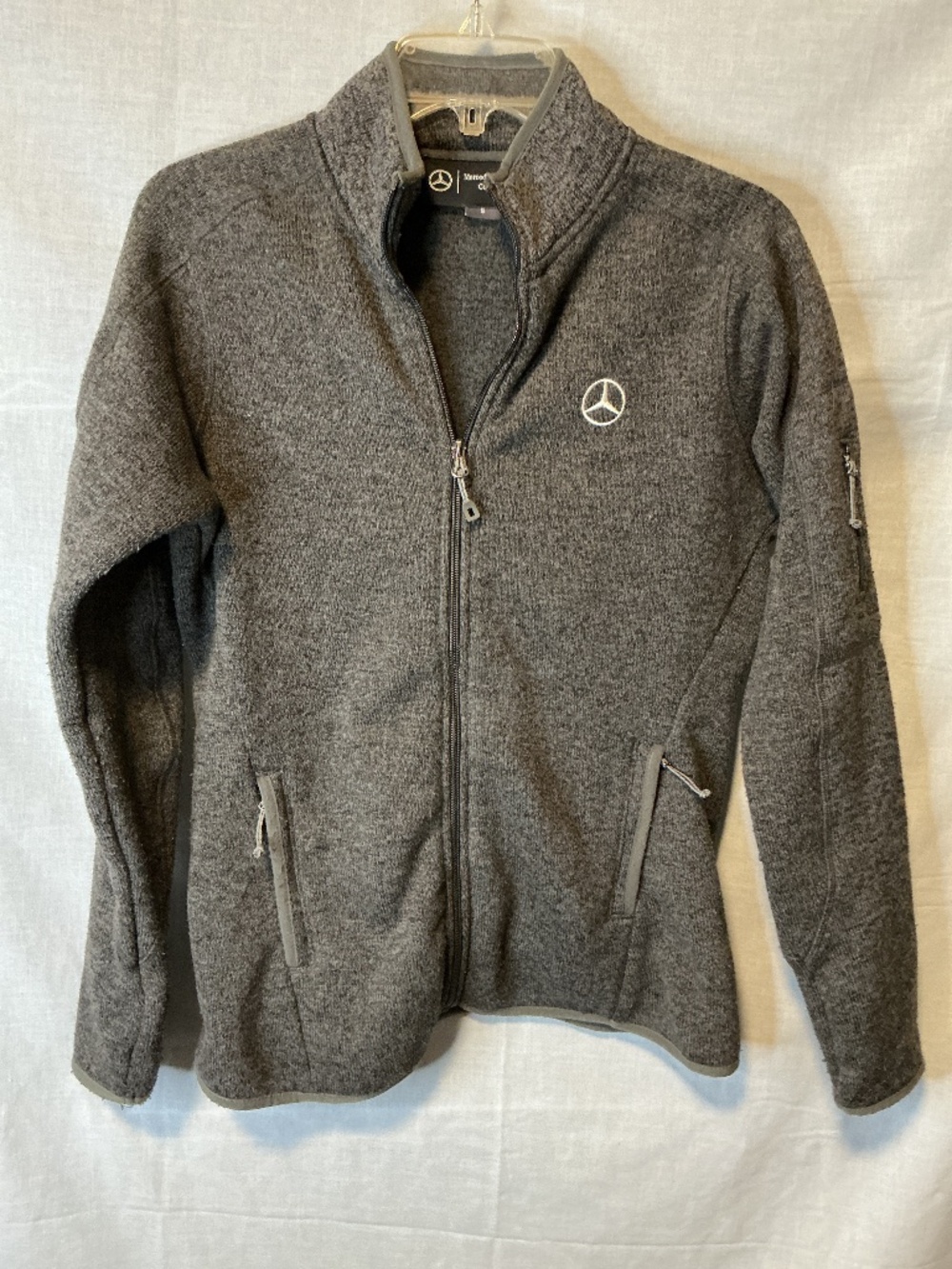Mercedes Benz USA Collection Logo Women’s Full Zip Knit Dark Gray Jacket Size Sm